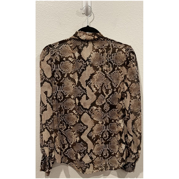 ALTUZARRA Python Print Georgette Bow Blouse - Picture 9 of 9